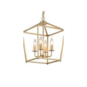 NEW Seaside Village 4 Light Chandelier Indoor Gold Ceiling Light Lantern Fixture